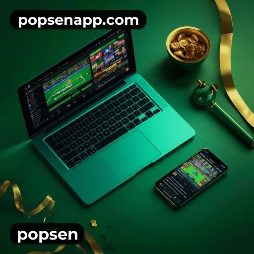 App popsen para iOS e Android — interface mobile, login biométrico e PIX integrado